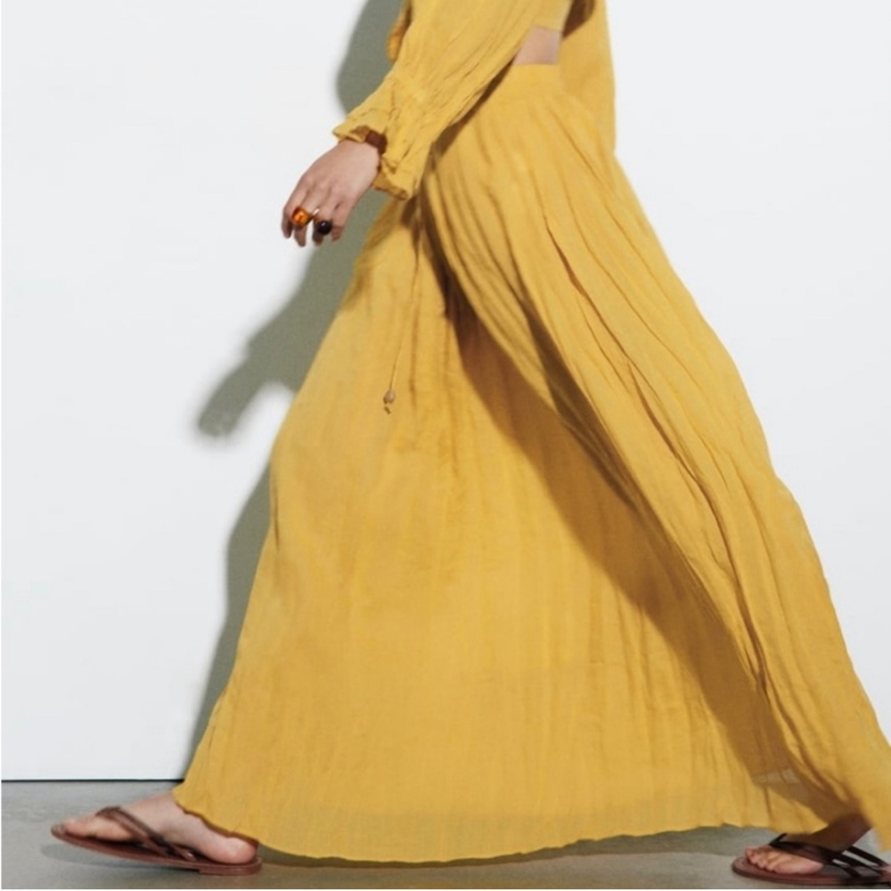 ZARA MAXI BOHO SKIRT YELLOW SIZE XS - Picture 9 of 15
